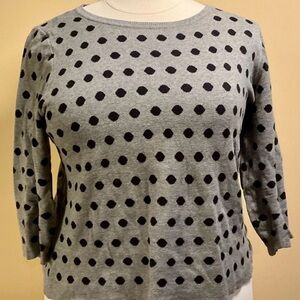 Liz Claiborne Gray & Black Polka Dot 3/4 Sleeve Thick‎ Knit Sweater Womens Sz XL